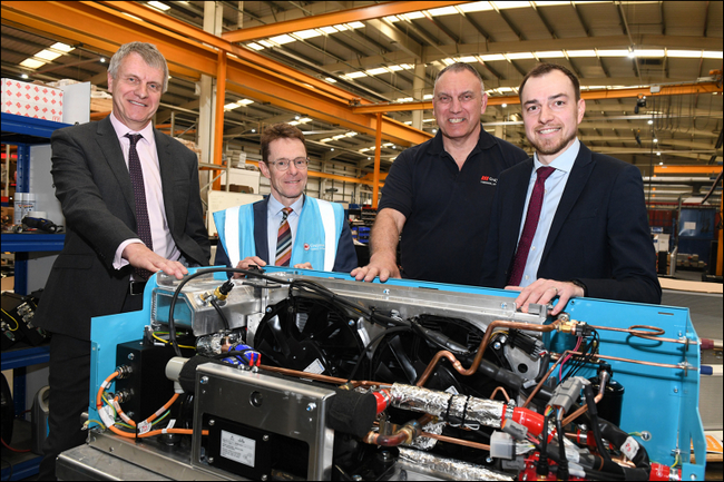 (l-r) Stuart Hateley (Grayson Thermal Systems), Andy Street (Mayor of the West Midlands), Ian Hateley and Matthew Hateley (both Grayson Thermal Systems)