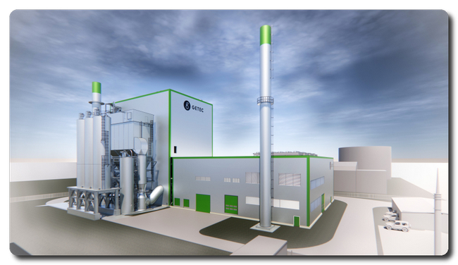 (Source GETEC):  Sketch of the biomass cogeneration plant of GETEC in Podari