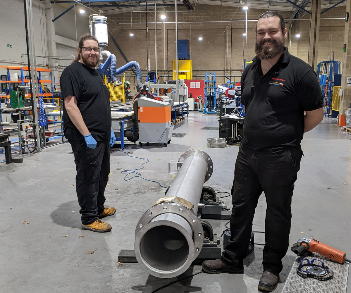 Amazon Filters colleagues Troy Procter, right, Housings Production Support Technician, and Josh Booth, Housing Component Manufacturing Operator, in the firm’s dedicated production hub.  