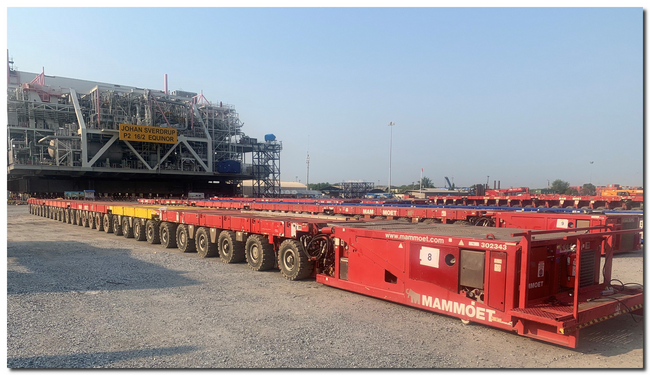Despite logistical challenges brought about due to COVID-19 restrictions, the team ensured all 604 axle lines were mobilized and connected weeks before the load-out took place. 