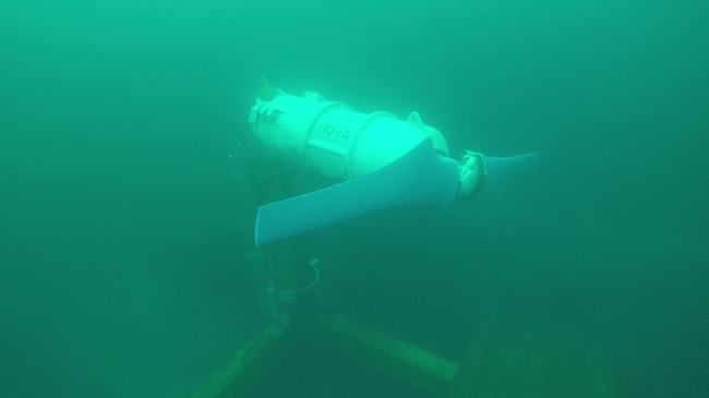 An underwater view of the latest tidal turbine from Nova Innovation
