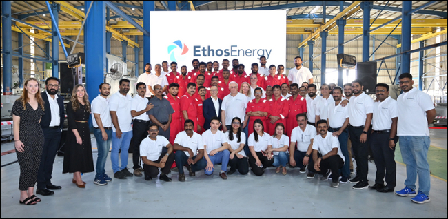 Team celebrations as the ribbon is officially cut on EthosEnergy’s new facility in Abu Dhabi
